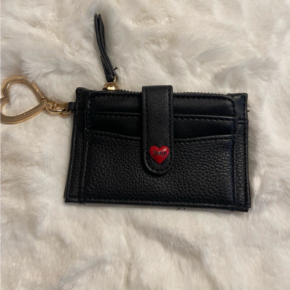 Juicy Couture Black Card Holder with Gold Heart Charm